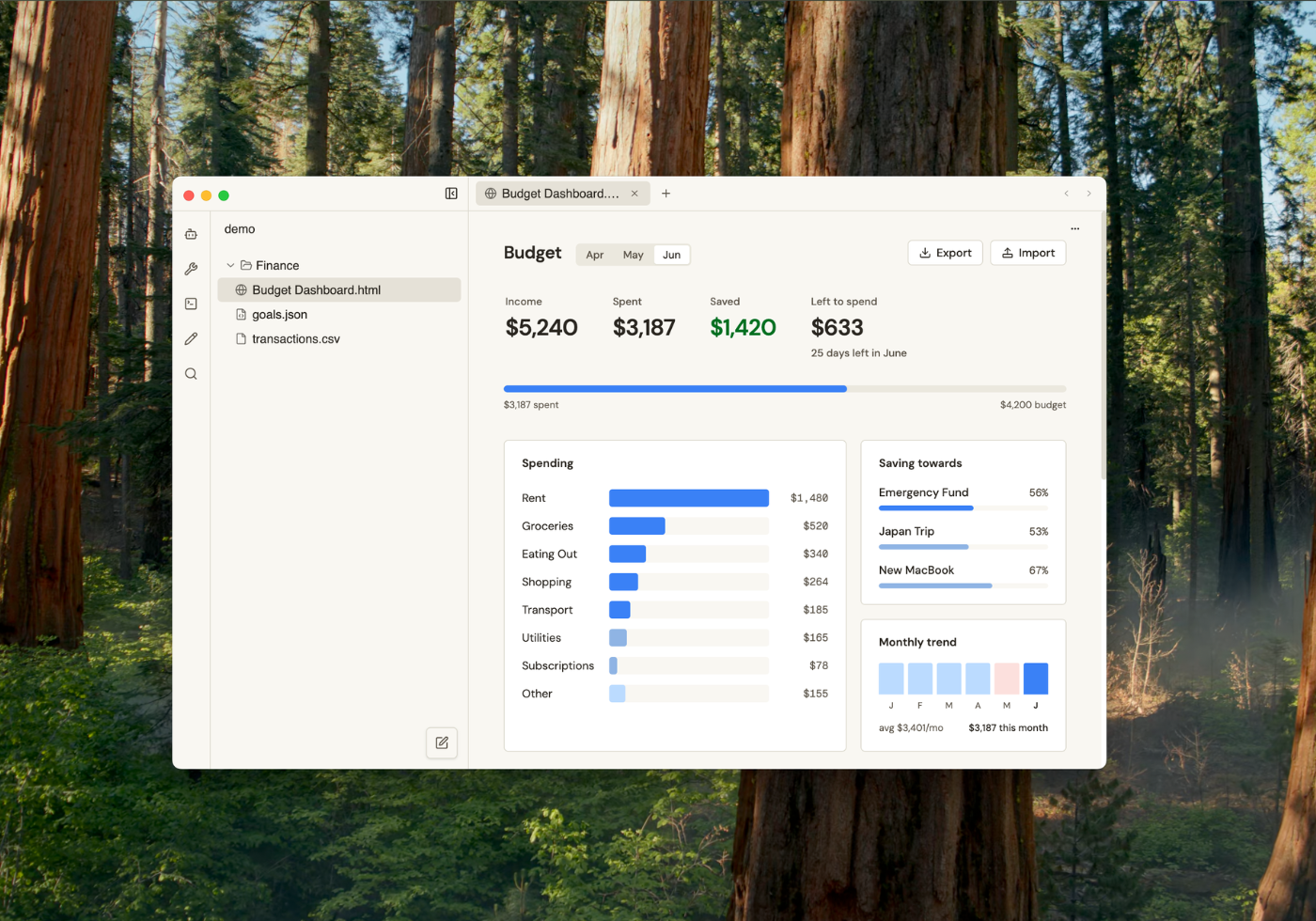 Mini apps dashboard demo